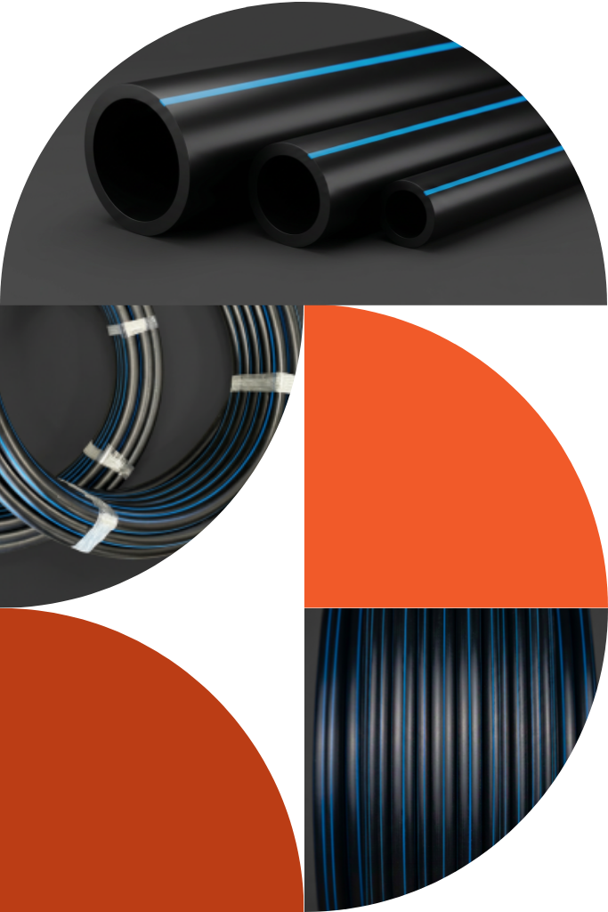 TDR Forza Flow HDPE IPS pressure pipe cross-section showing OD and wall thickness — RD 7 (333 psi), RD 9 (250 psi), RD 11 (200 psi)