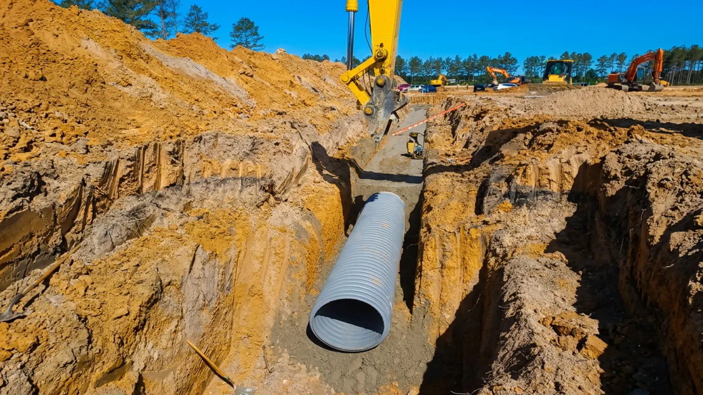 TDR PRO polypropylene storm drain pipe installation in Texas