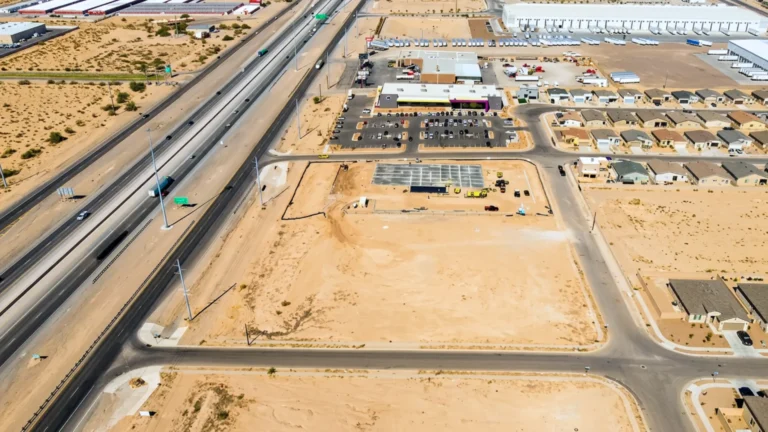 Commercial site drainage El Paso — TDR PRO 18–48 in corrugated polypropylene pipe being installed at Gamespace by Cinemark, El Paso, Texas