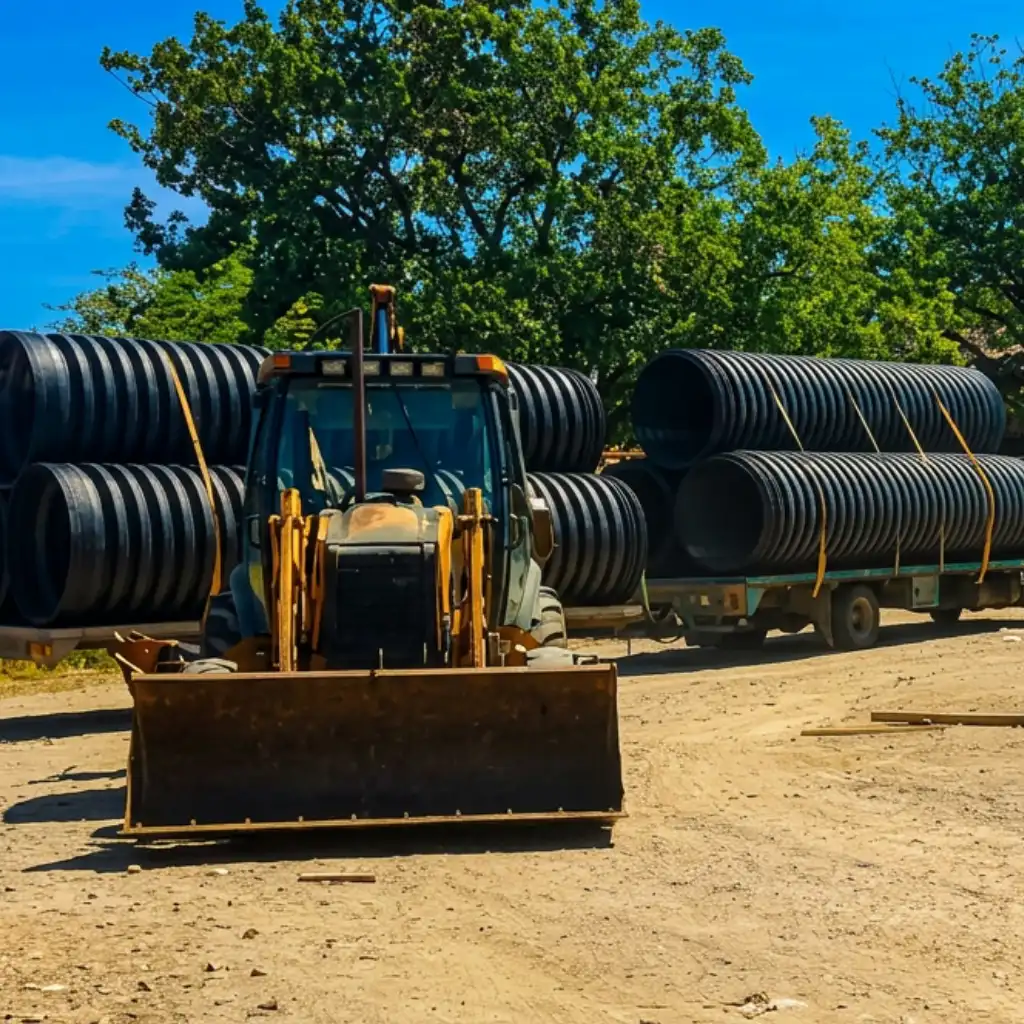 Commercial site drainage Katy — TDR ULTRA HDPE pipe set beneath the parking area at the new Kohl's, Cinco Ranch, Katy, TX