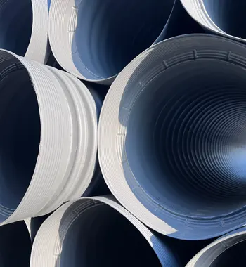 Corrugated polypropylene pipe Crosby — crew installing TDR PRO corrugated storm drain pipe in an early phase at Synova, Crosby, Texas