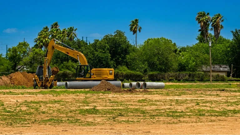 Corrugated polypropylene pipe Huffman — TDR PRO 24–42 in pipe being installed in a trench at Sila community, Huffman, Texas