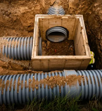 Corrugated polypropylene pipe New Caney — TDR PRO PP storm pipe with gasketed joints set along a curvilinear street at Tavola, New Caney, TX
