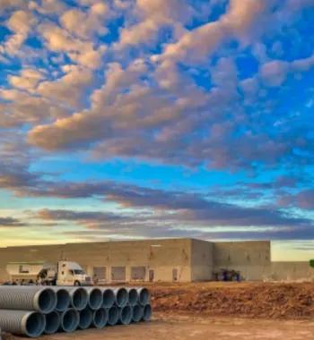 Corrugated polypropylene pipe Weslaco — TDR PRO PP storm pipe set beneath the parking area at Sam's Club Weslaco, TX