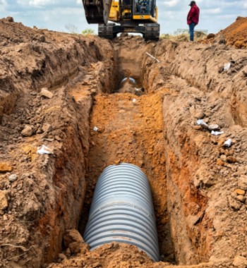 TDR PRO corrugated polypropylene pipe installation at Starlight Estates, Corpus Christi, Texas