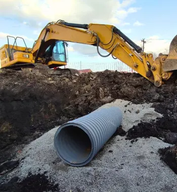 Cross-border logistics drainage — TDR PRO PP storm pipe set beneath truck courts at Panattoni at Premier, Laredo, TX
