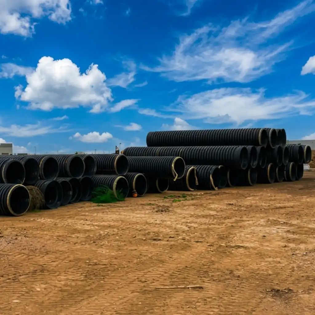 Sports complex drainage Laredo — TDR ULTRA HDPE pipe set for athletic field drainage at Buena Vista, South Laredo, TX