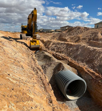 TDR PRO polypropylene storm drain pipe in Katry (24–60 in) in trench at Anniston, Katy, TX