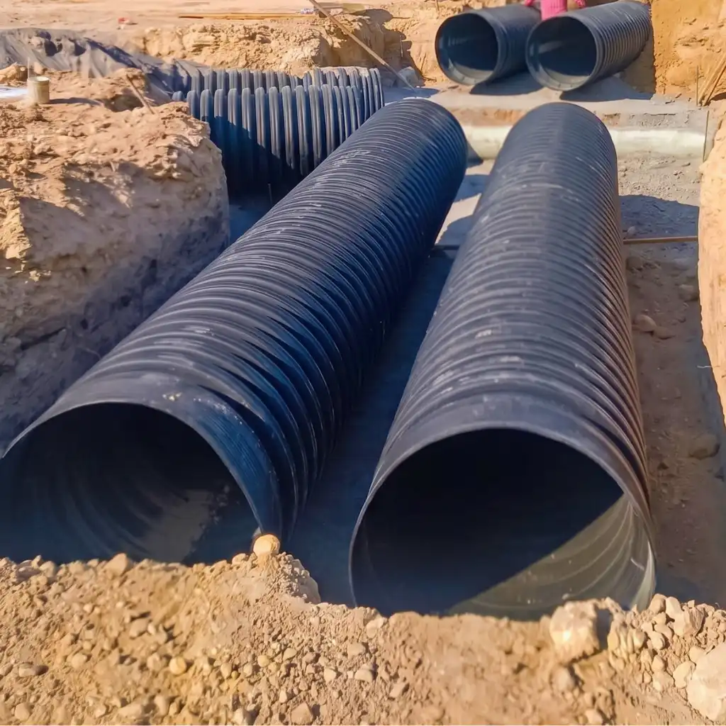 School campus drainage Whitesboro — TDR ULTRA HDPE pipe set near new campus facilities at Whitesboro ISD, Whitesboro, TX
School campus drainage Whitesboro — crew ins
