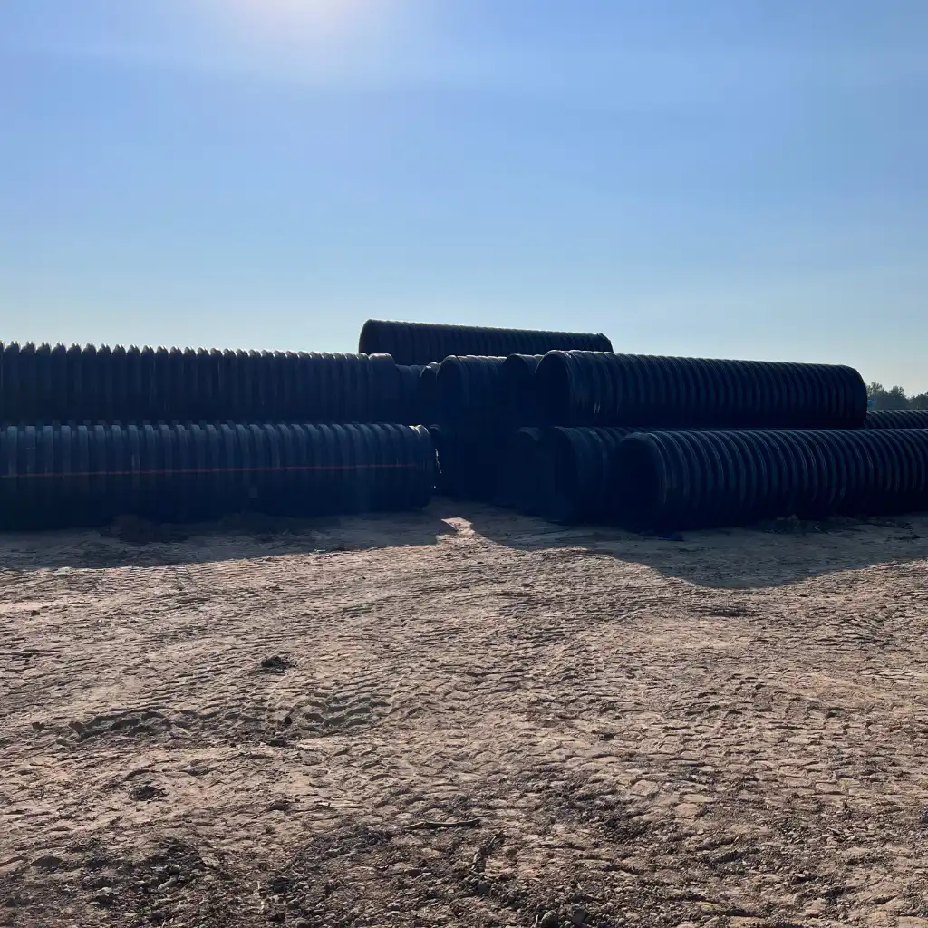 Industrial corridor drainage Baytown — large-diameter TDR ULTRA HDPE pipe specified for a rail- and port-served corridor at Cedar Port, Baytown, TX