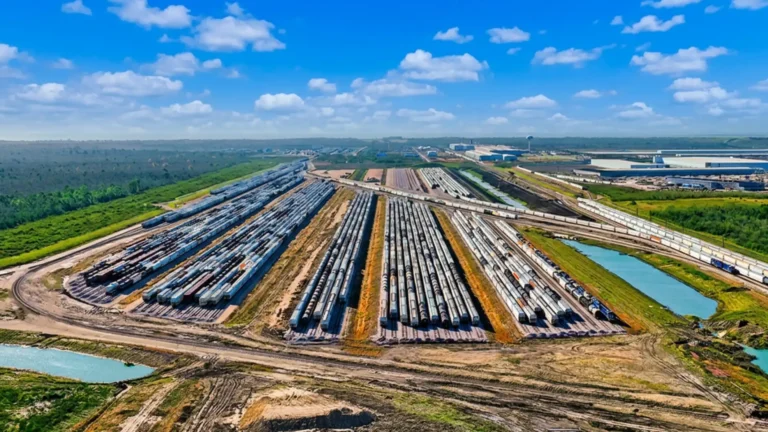 Industrial yard drainage Baytown — TDR ULTRA 18–60 in corrugated HDPE pipe being installed at the TGS industrial yard, Baytown, Texas