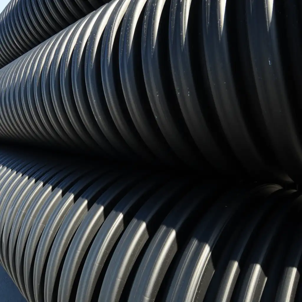 Logistics corridor drainage Laredo — crew installing TDR ULTRA corrugated HDPE drainage pipe at the Fasken Blvd and Loop 20 sitework, Laredo, Texas