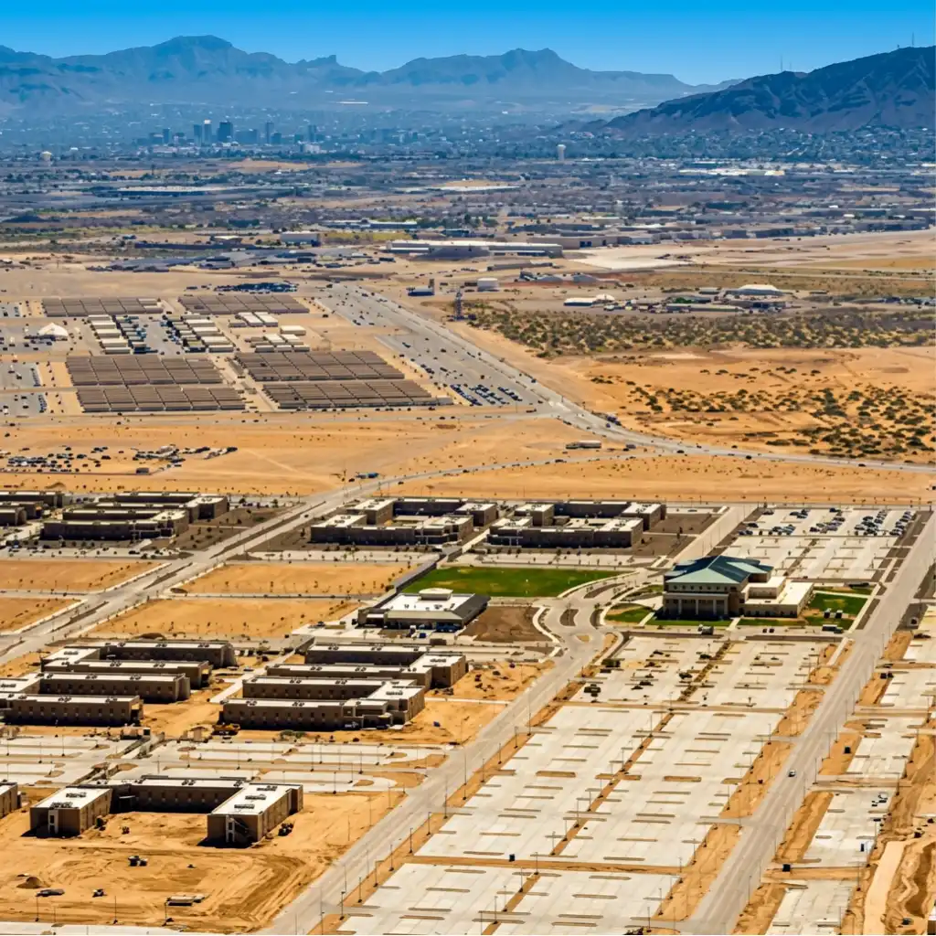 Military logistics drainage El Paso — TDR ULTRA HDPE pipe set near heavy-load transit zones at the Fort Bliss area development, El Paso, TX