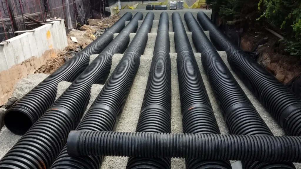 Retention system in Staten Island NY — TDR HDPE stormwater storage beds and green-infrastructure planters at the Fingerboard Yeshiva and Dormitory
