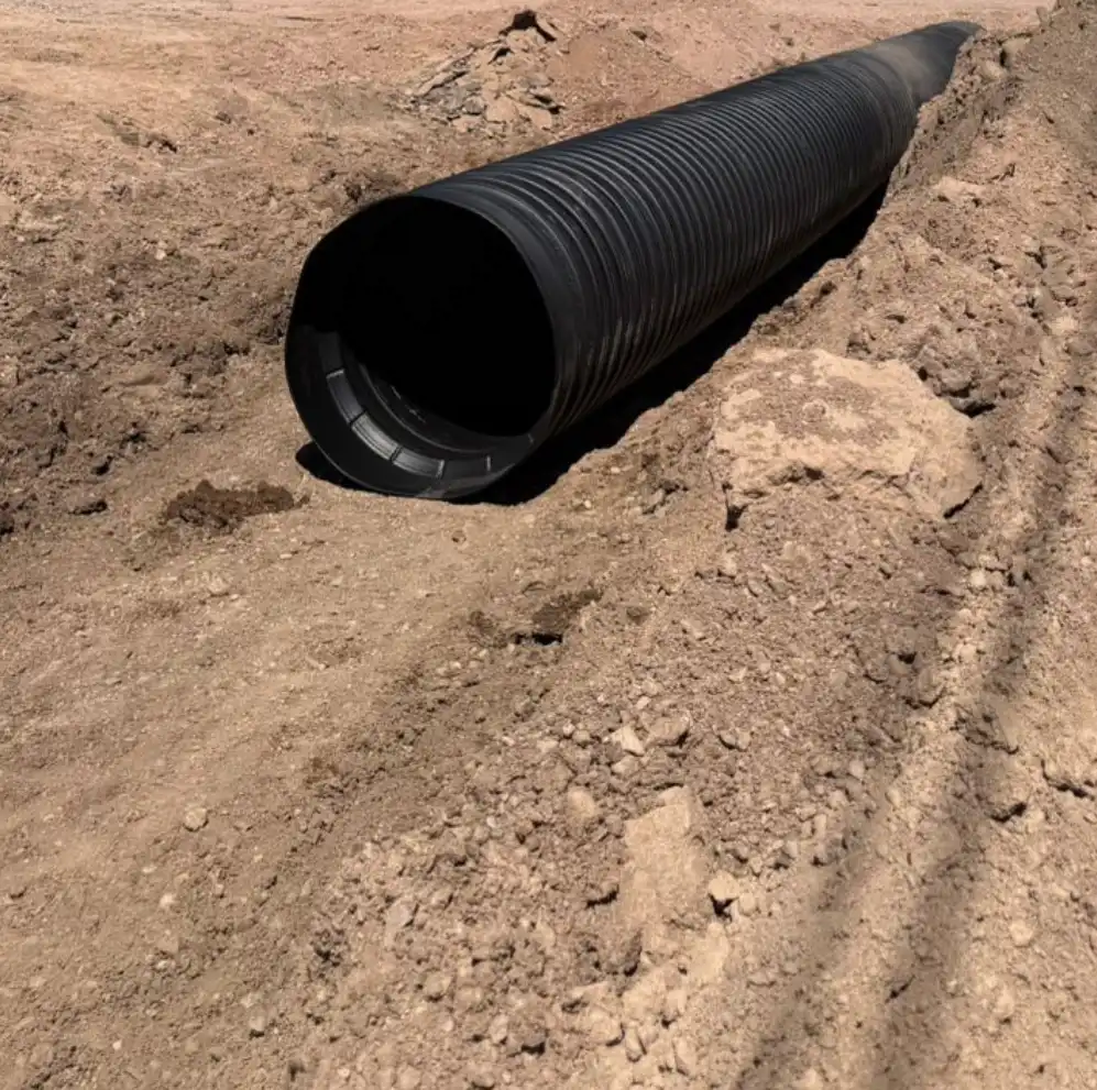 School drainage Burton — TDR ULTRA HDPE pipe for mixed campus surfaces at Burton ISD, Burton, TX