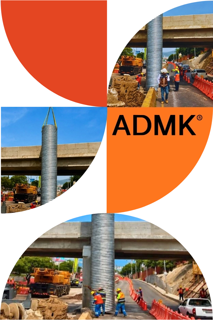 ADMK® corrugated steel pipe permanent casing for drilled-shaft deep foundations
