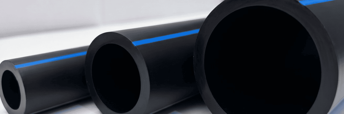TDR Forza Flow HDPE pressure pipe coils with blue potable-water stripe