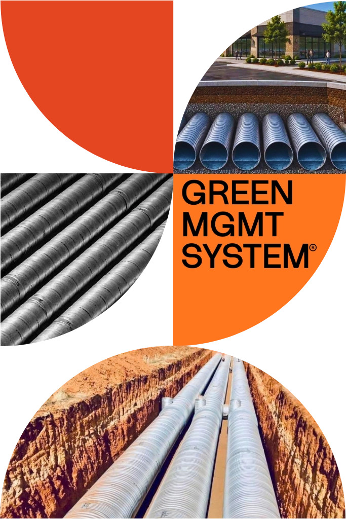 GREEN MGMT SYSTEM® underground corrugated steel pipe stormwater detention system