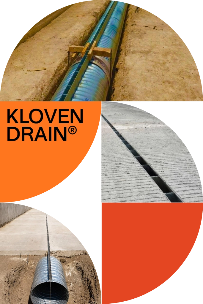 KLOVEN DRAIN® helical steel drain pipe with integrated grate for surface runoff